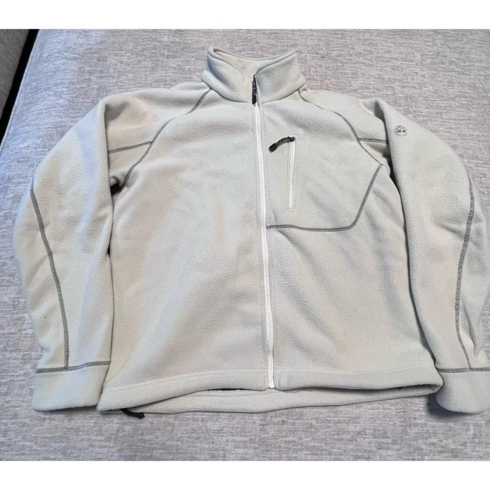 Timberland Weathergear Beige Full Zip Fleece Jacket Men's Large Outdoor Warm‎